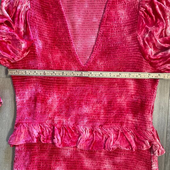 LoveShackFancy Evan Shirred Ruffle Mini Dress size Large - Picture 4 of 16